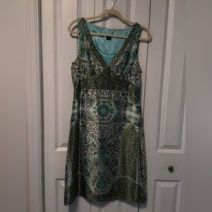 Boho silk turquoise dress